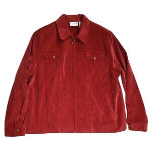 ALFRED DUNNER - WOMEN'S ORANGE CORDUROY FULL ZIP JACKET - SIZE 18